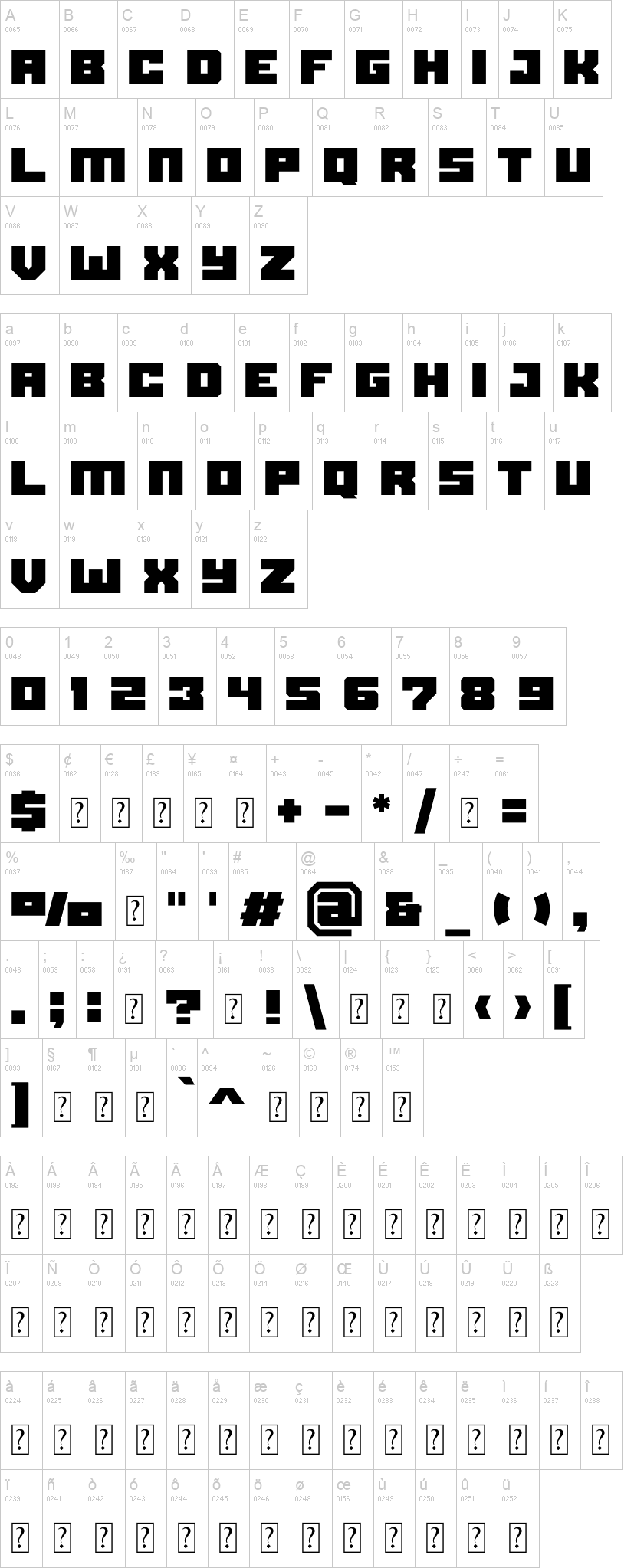 Black Bison 字体字形表