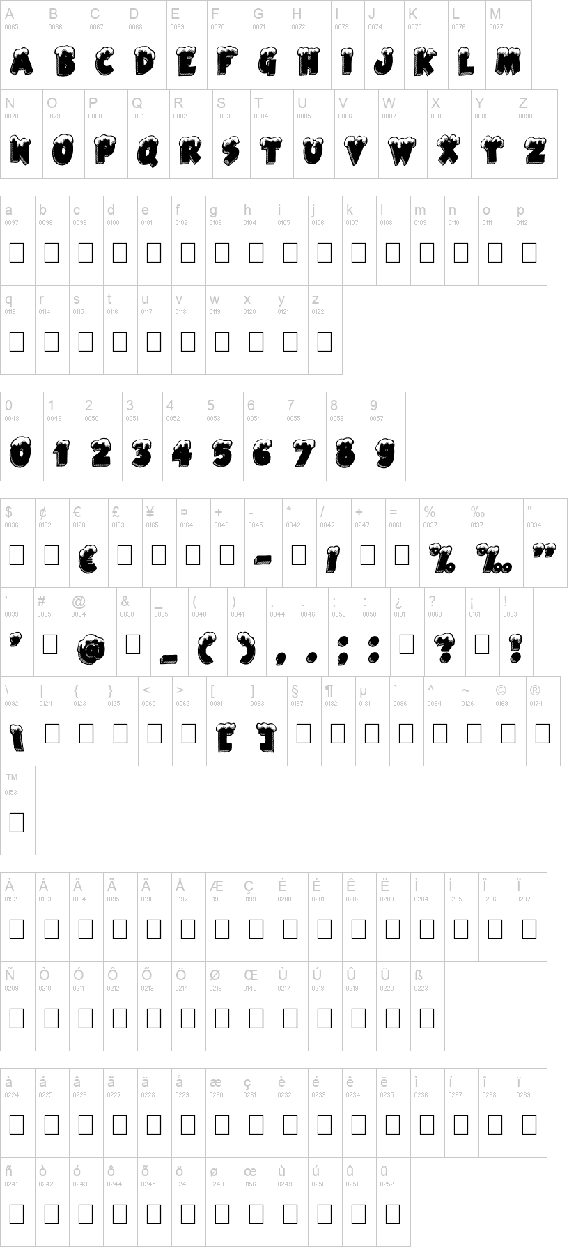 Black Santa 字体字形表