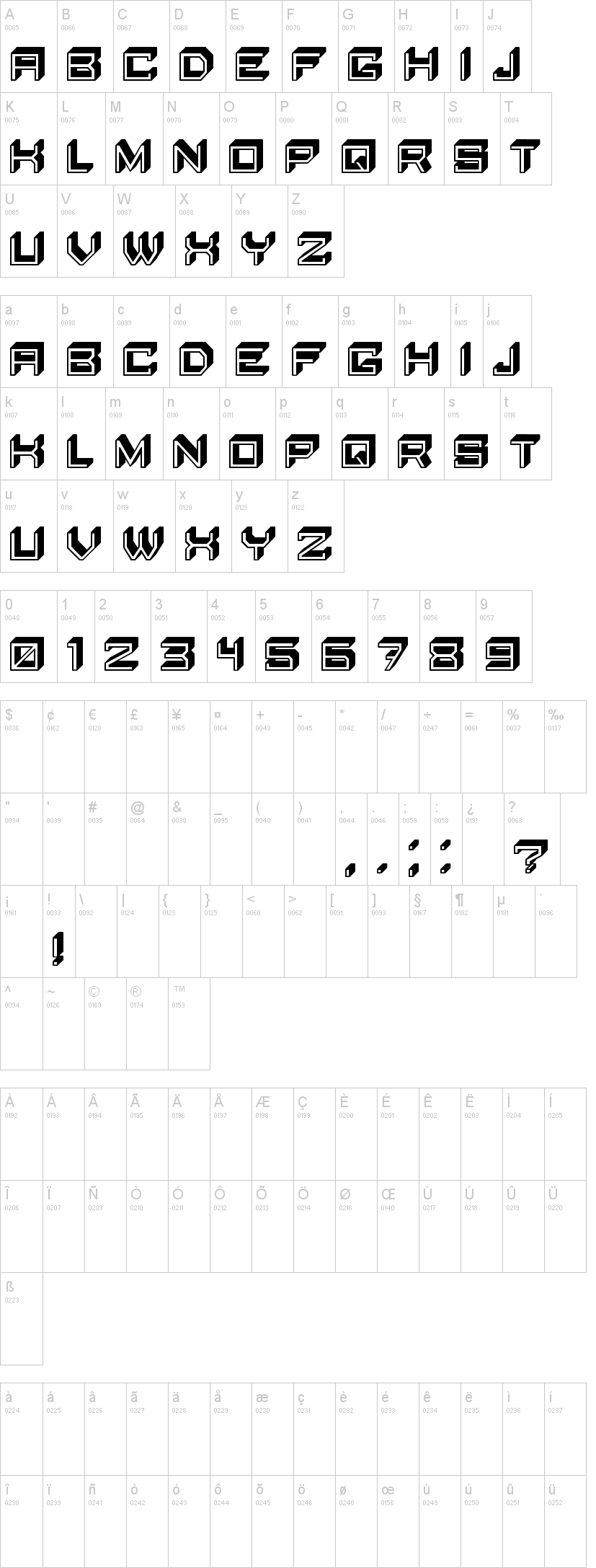 Blocky Letters 字体字形表