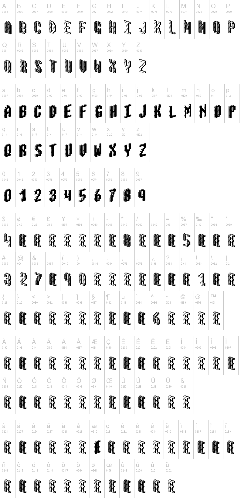 Blox 字体字形表