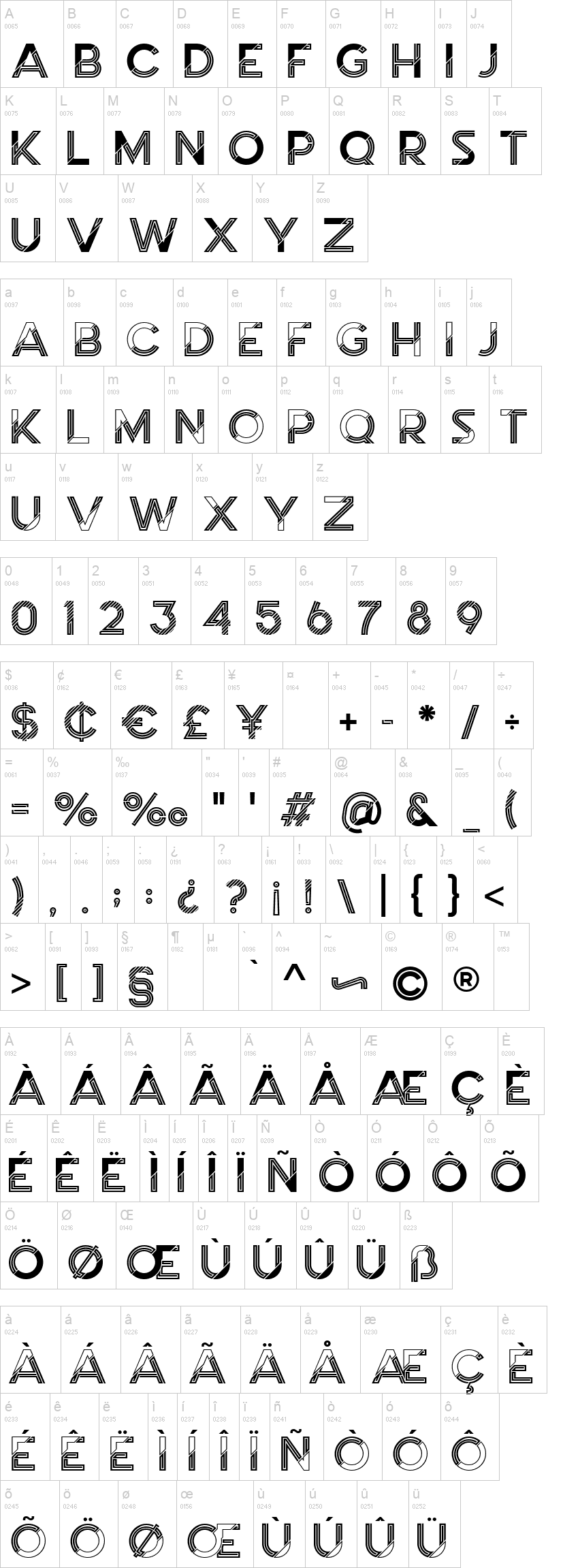 Blue Venom 字体字形表