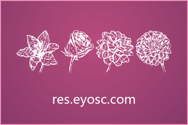 四朵手绘花构成的符号字体 Blumen