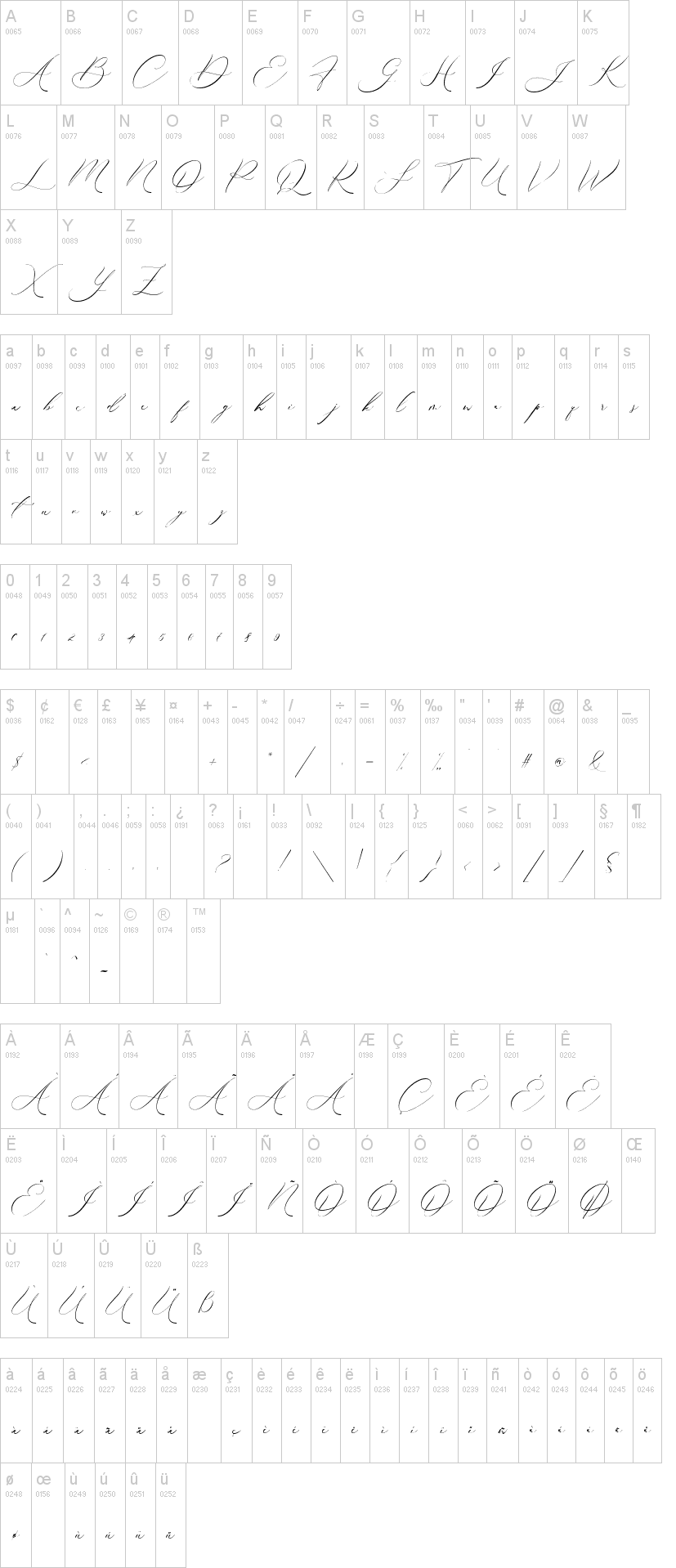 Boheme Floral 字体字形表