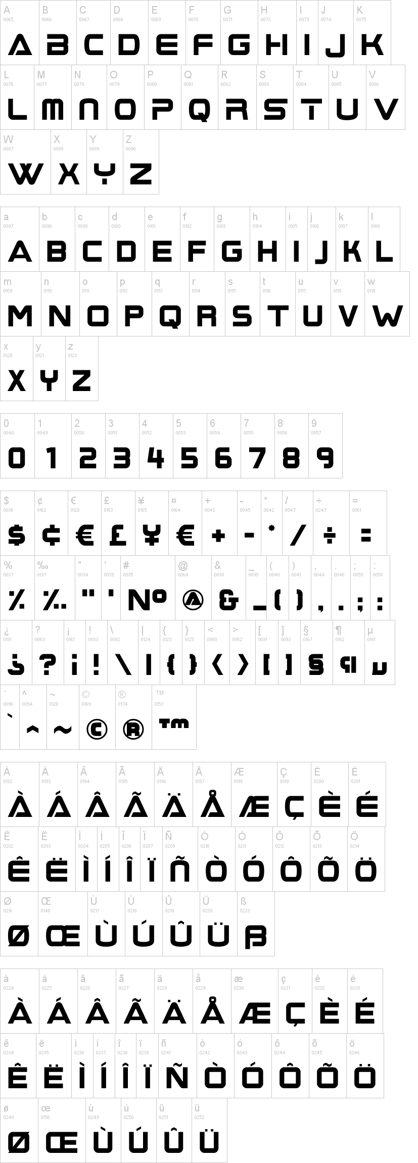 Boom Box 字体字形表