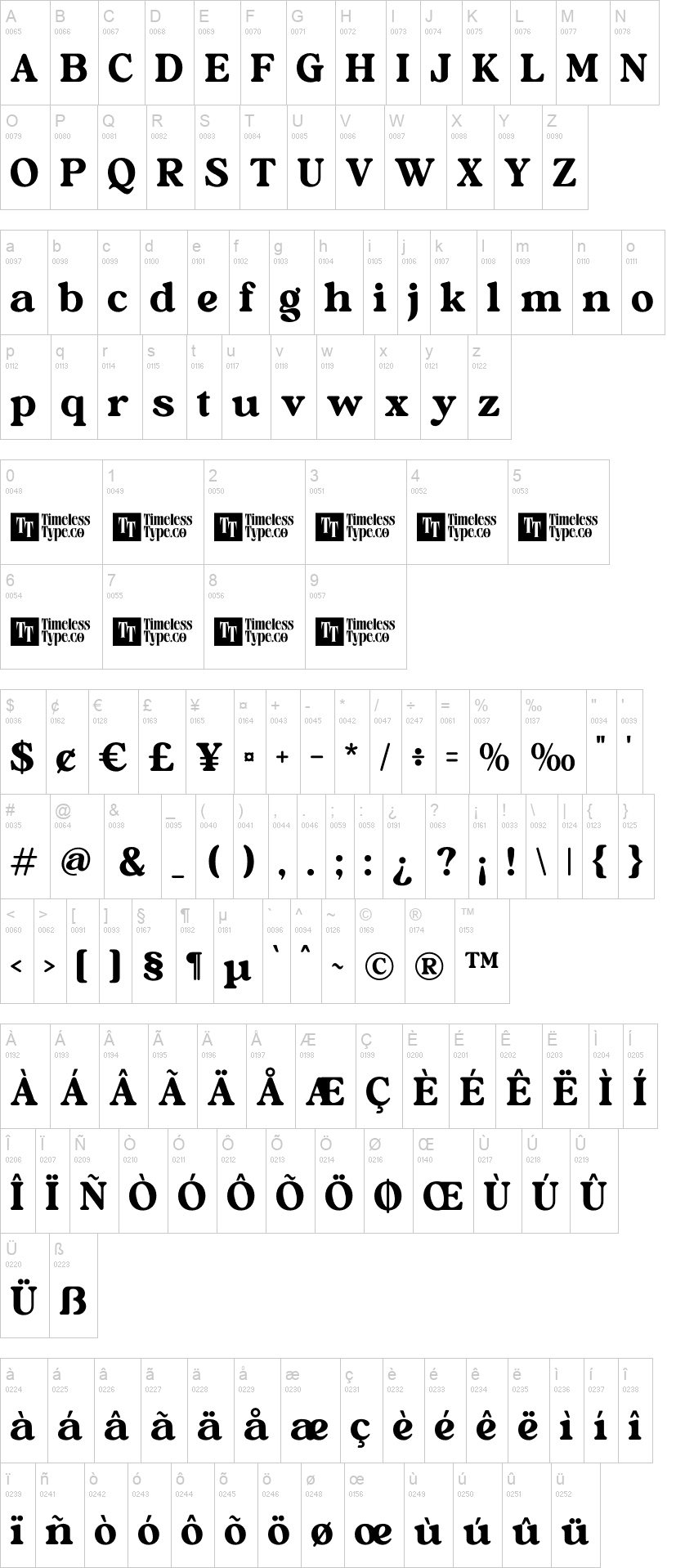 Bright Rustic 字体字形表