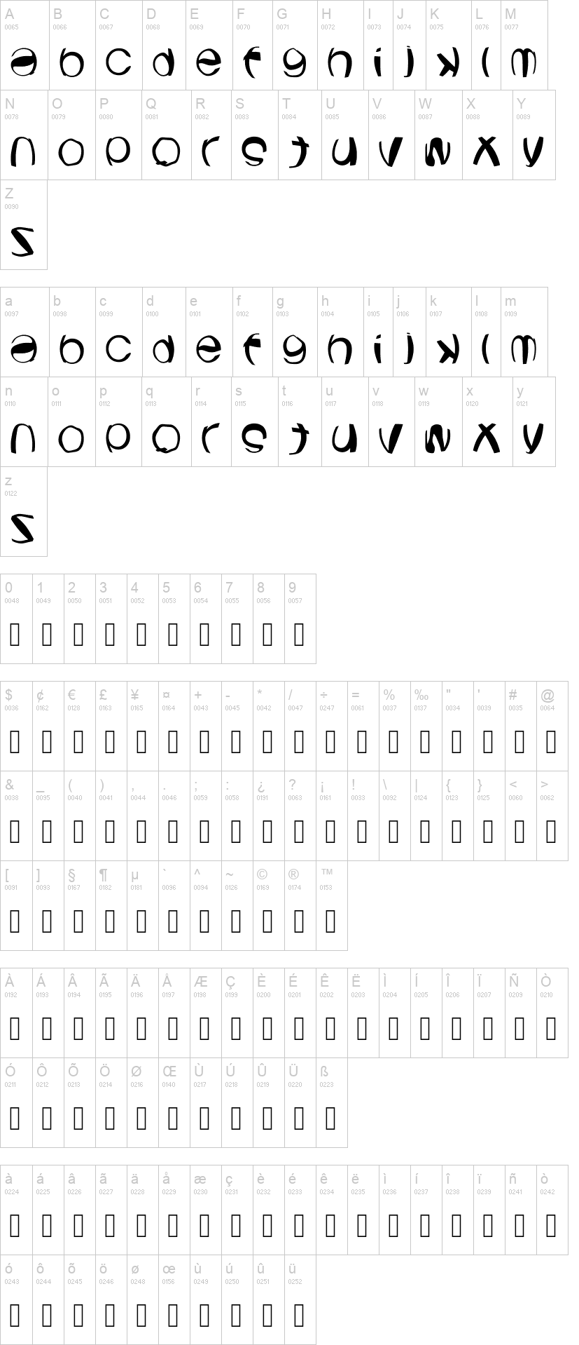 Bubble Punk 字体字形表