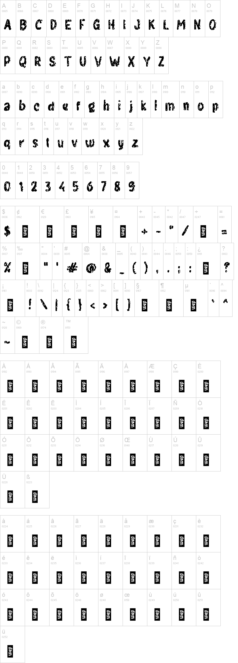 c Cheese Hunter 字体字形表