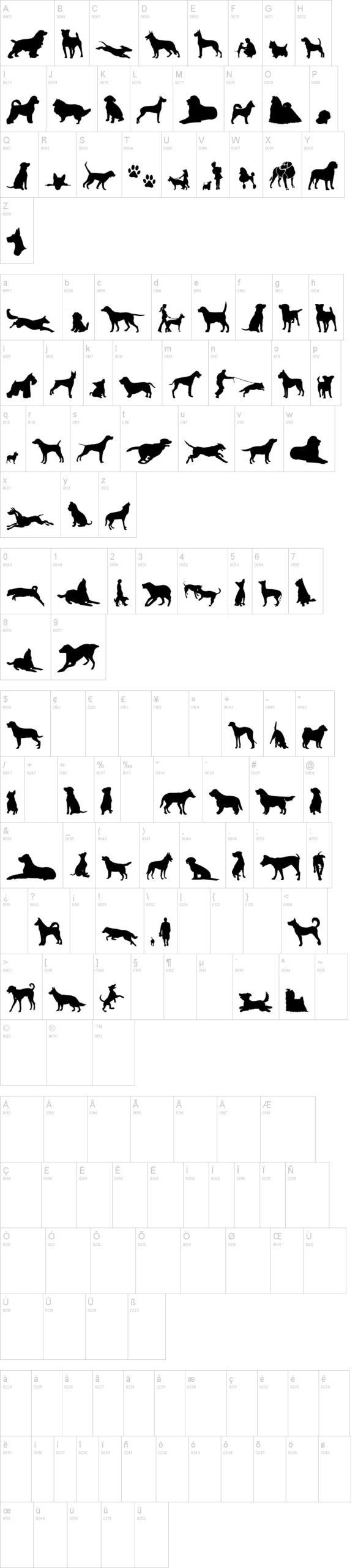 Can Dog TFB 字体字形表