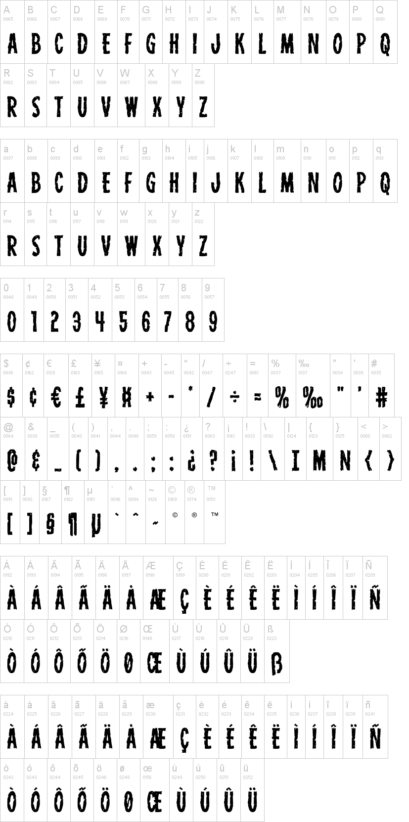 Carnival Corpse 字体字形表