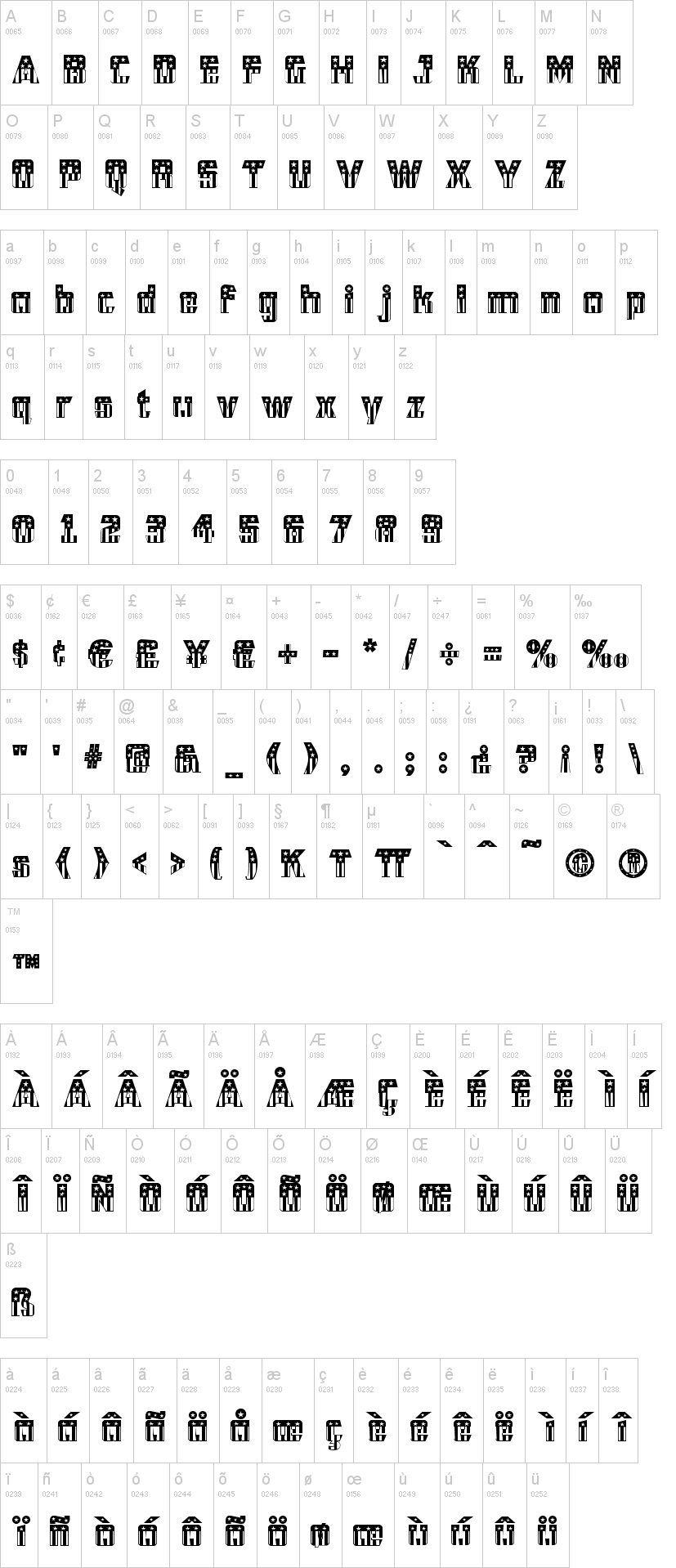 CFB1 American Patriot 字体字形表