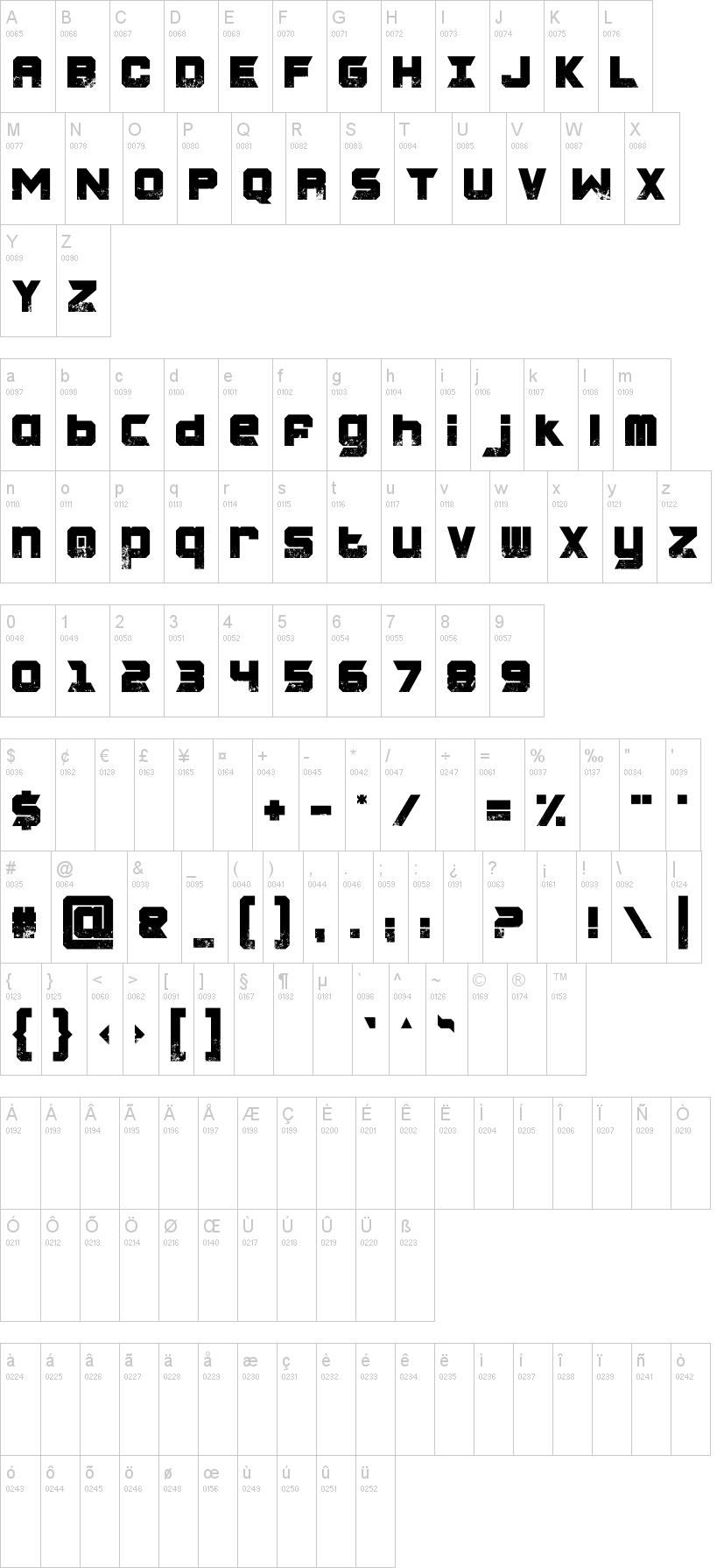 Charred Zard 字体字形表