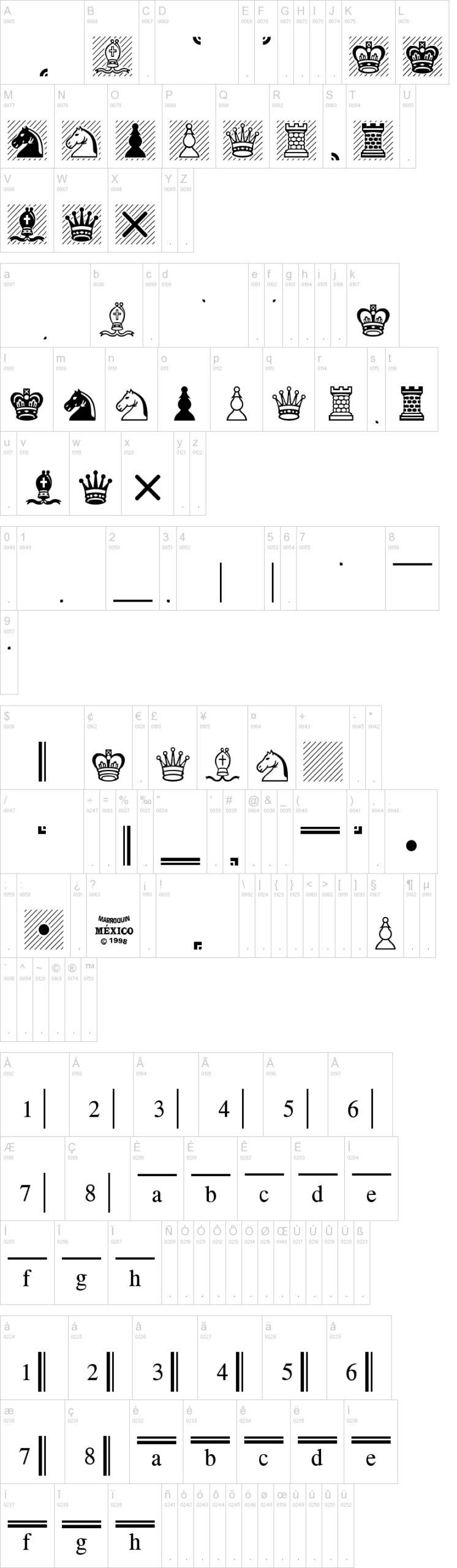 Chess Leipzig 字体字形表