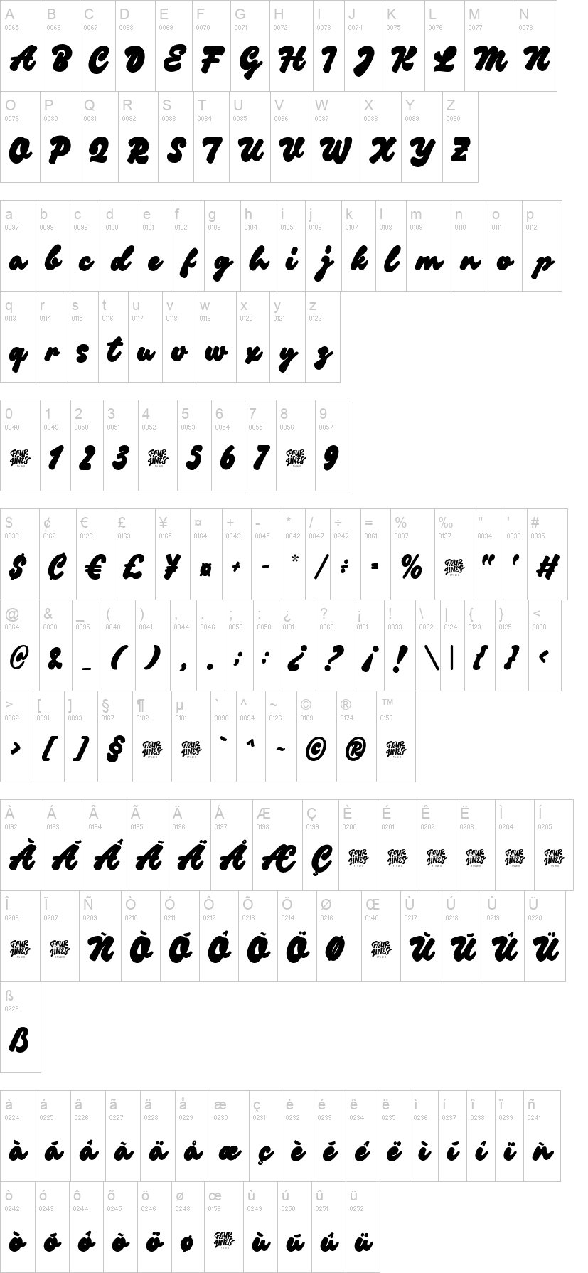 Chillink 字体字形表