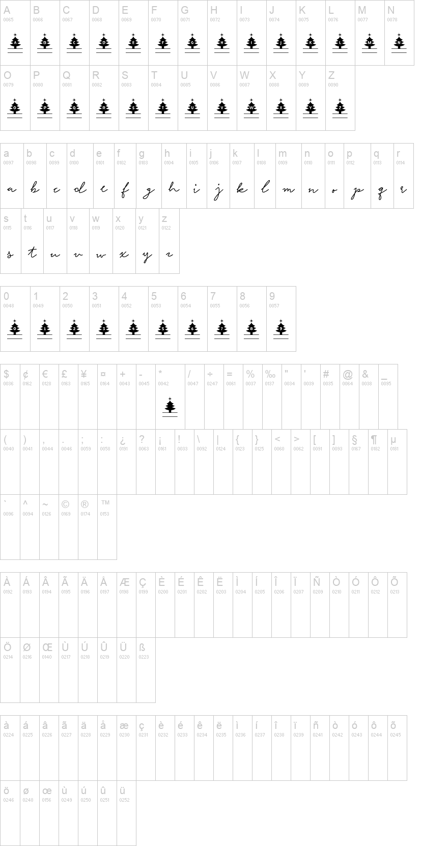 Christmas Monogram 字体字形表