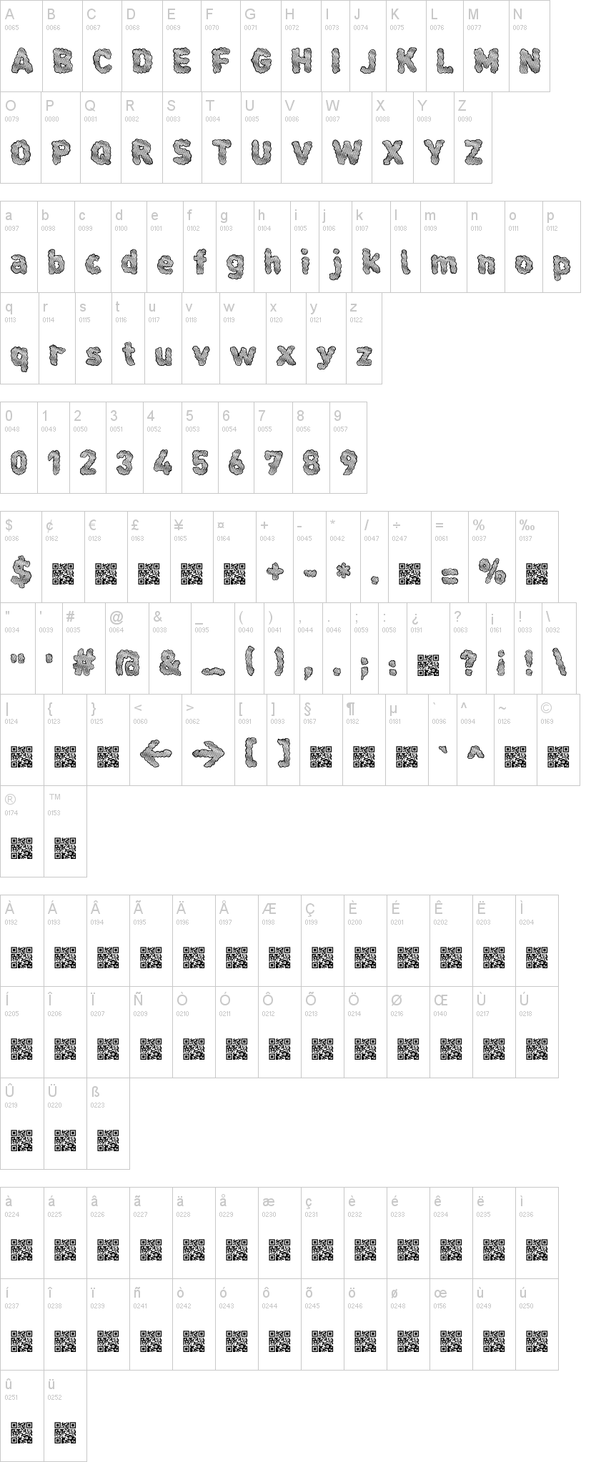 Cloudier 字体字形表