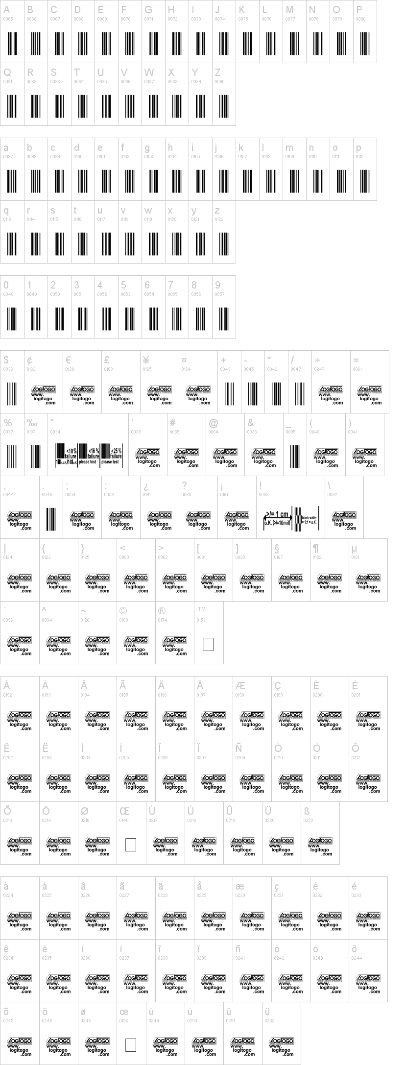 Code 39 Logitogo 字体字形表