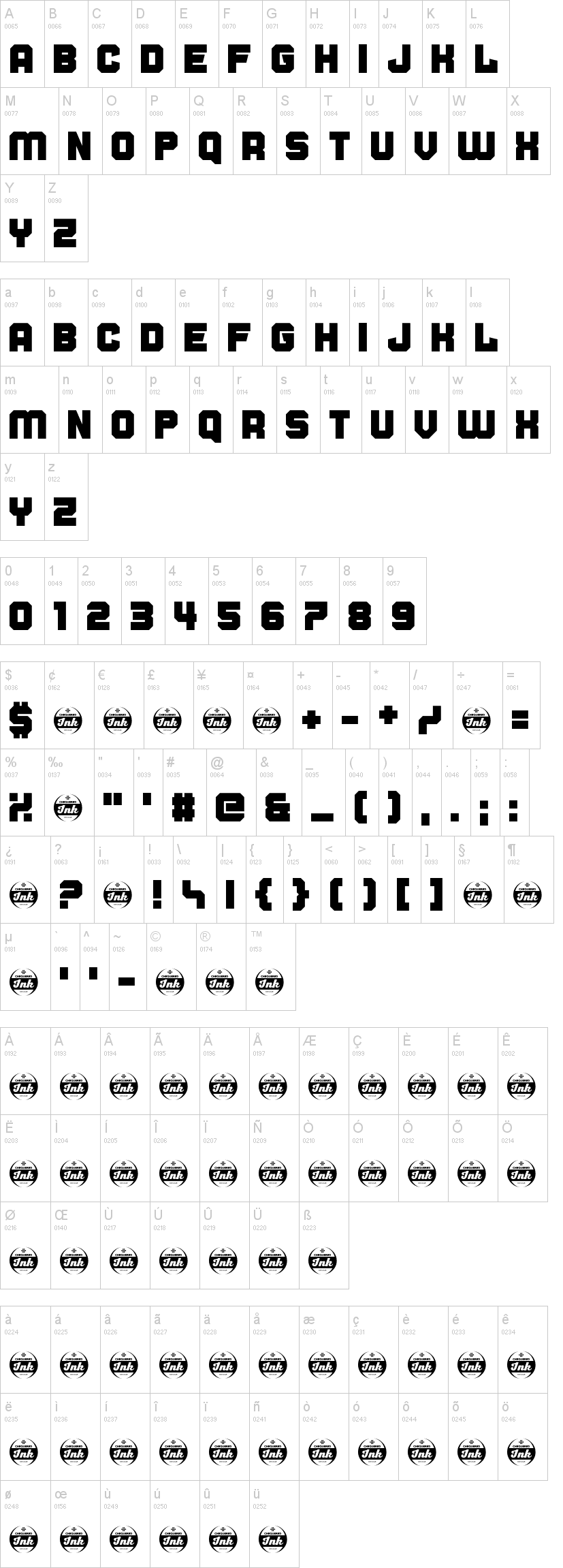Cold Warm 字体字形表