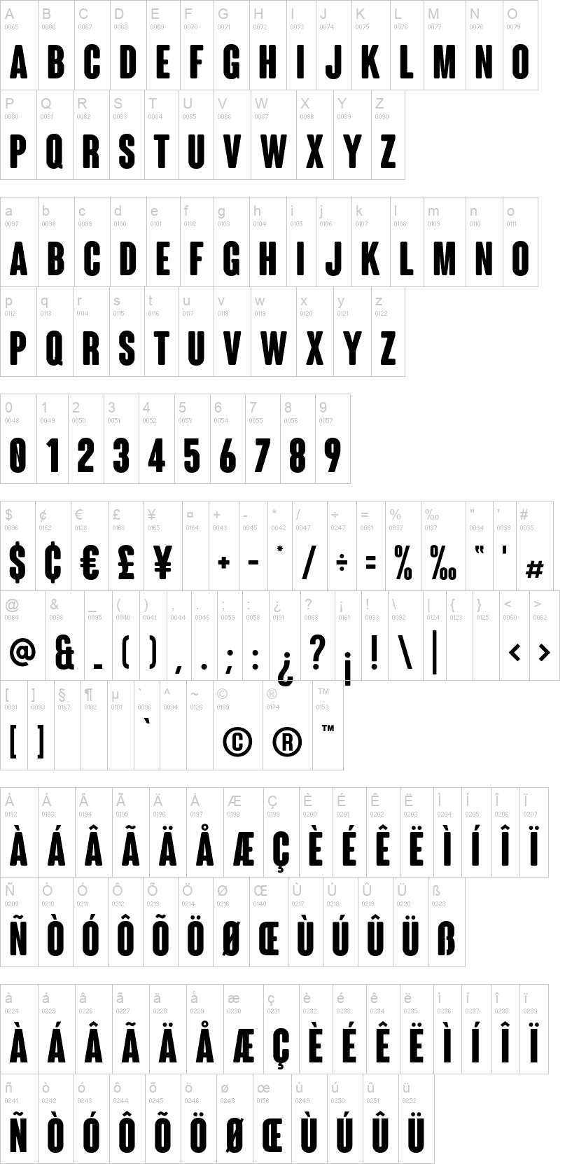 Coluna Rounded 字体字形表