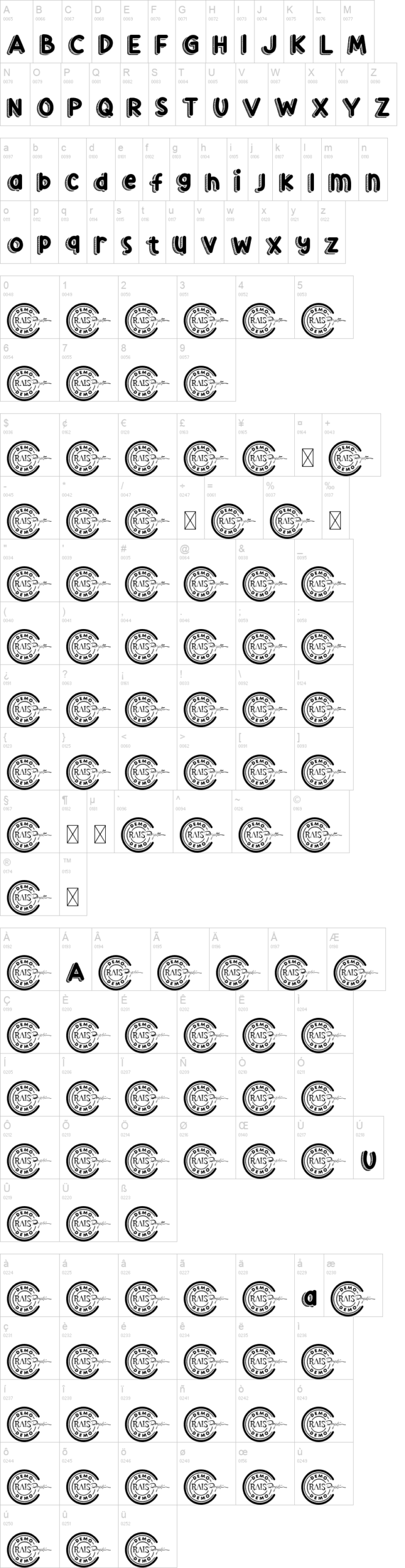 Comedy Sketch 字体字形表