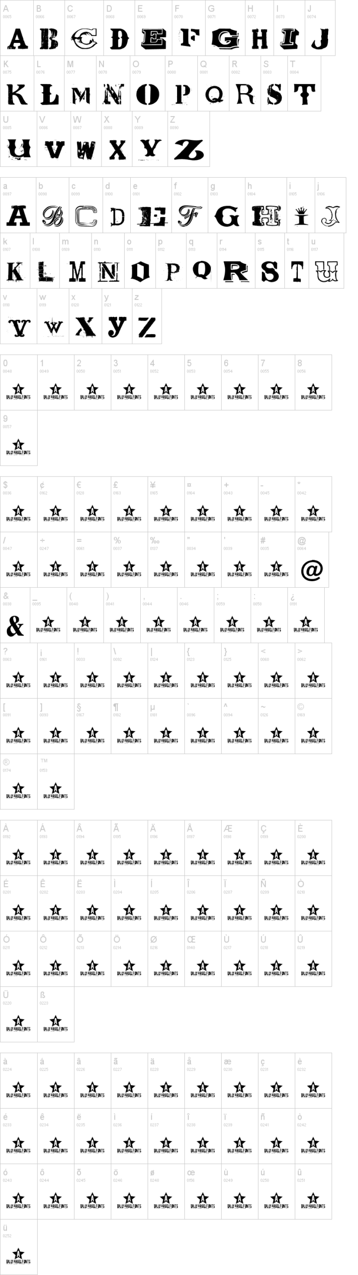 Coolector 字体字形表