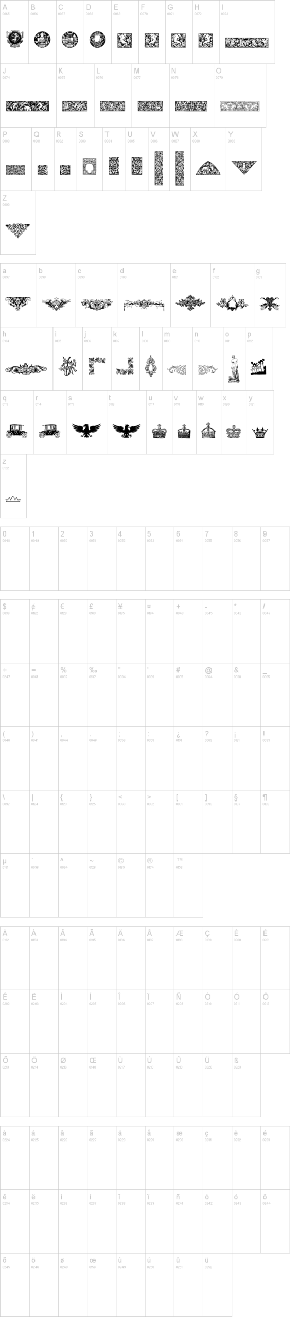 Cornucopia of Dingbats Four 字体字形表