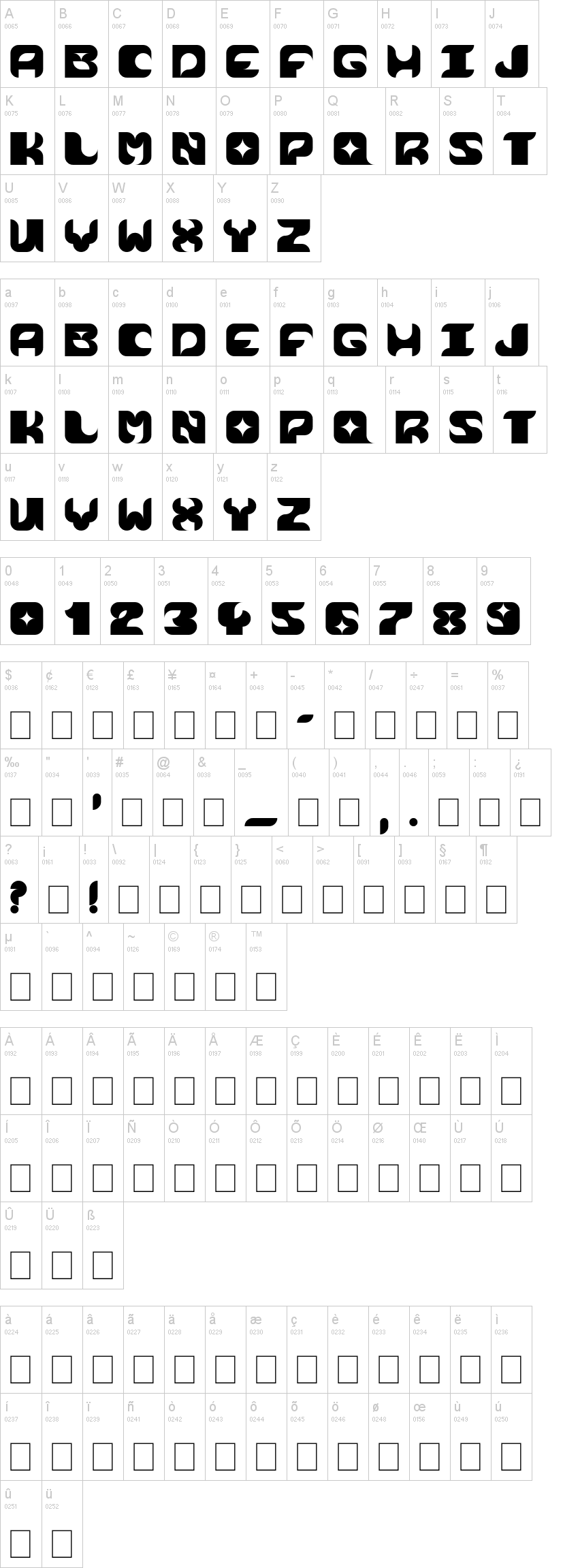 Cosmik Orchestra 字体字形表