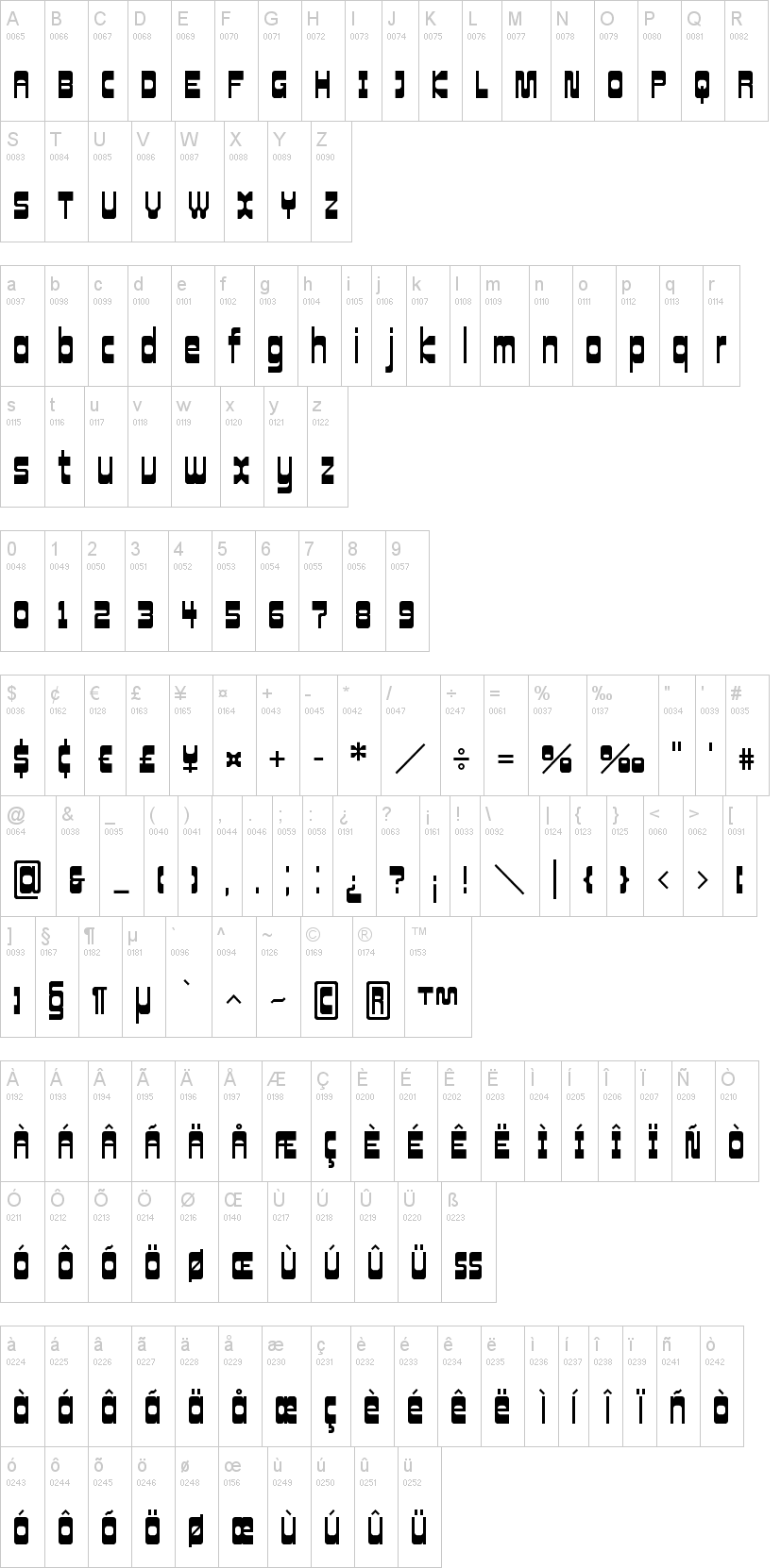 Cowboy Hippie Pro 字体字形表