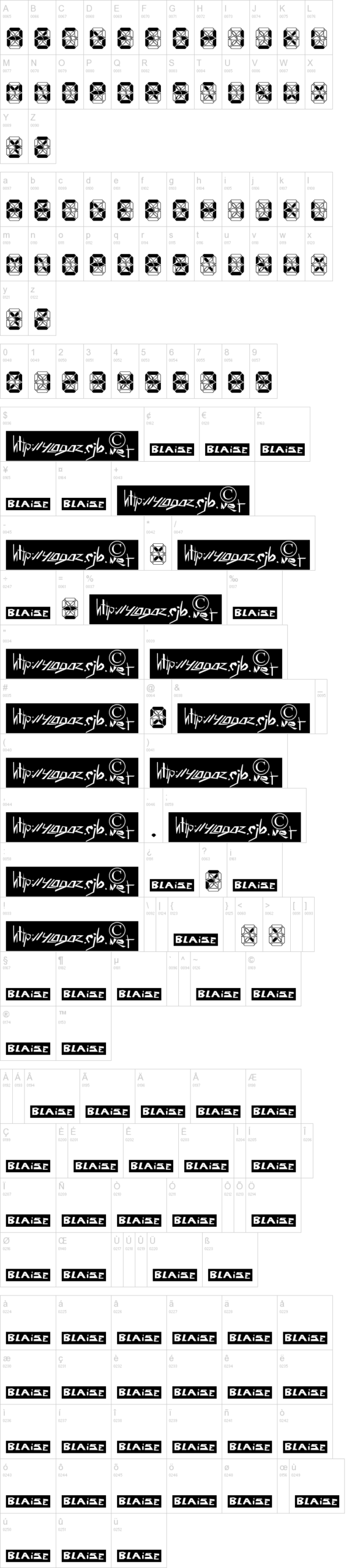 Crashed Scoreboard 字体字形表