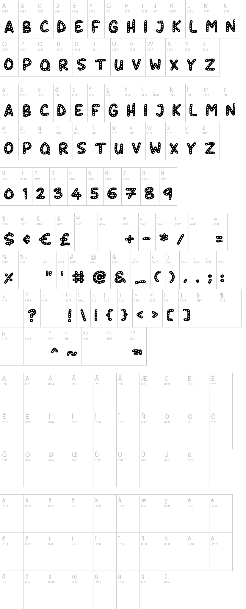 Crazy Dots 字体字形表