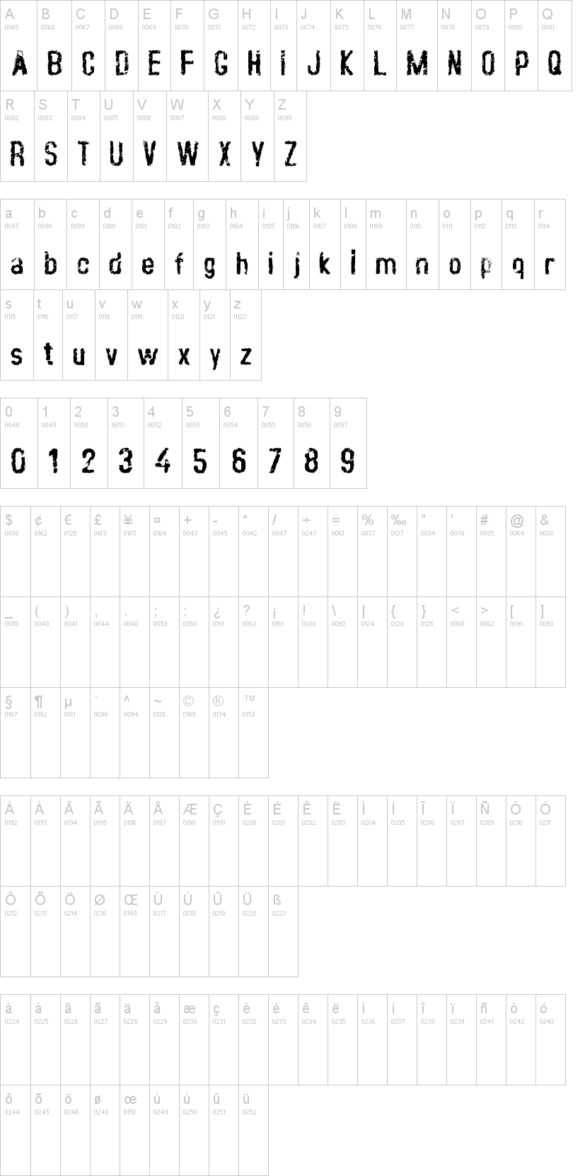 Crust Clean 字体字形表