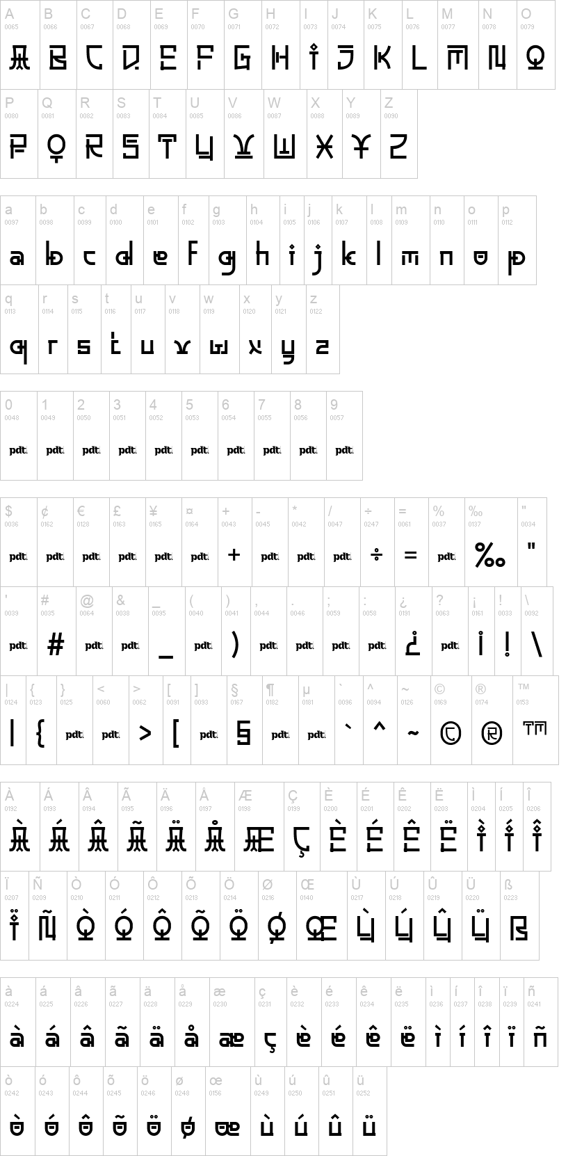 Daebak Mrow 字体字形表