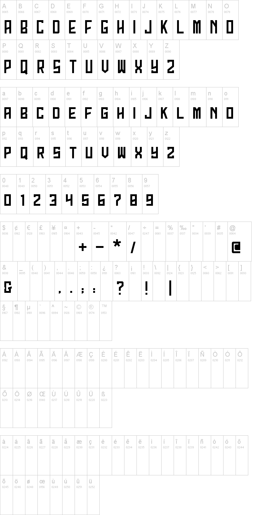 Dagestan 字体字形表
