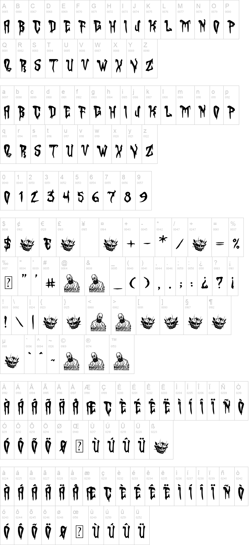 Dark Fantasy 字体字形表