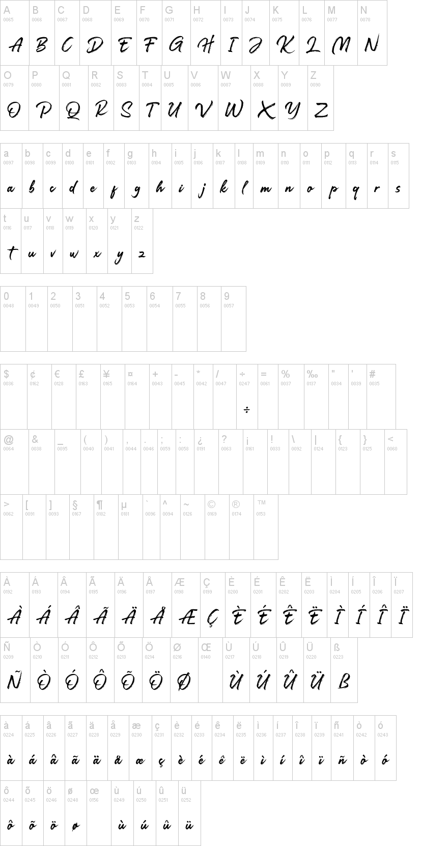 Darkline 字体字形表