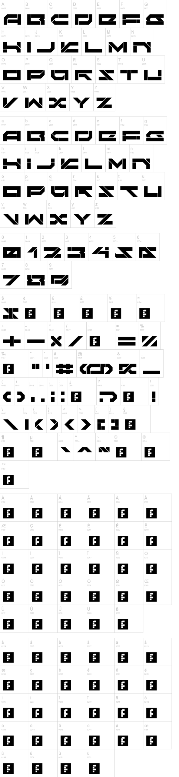 Darktech LDR 字体字形表