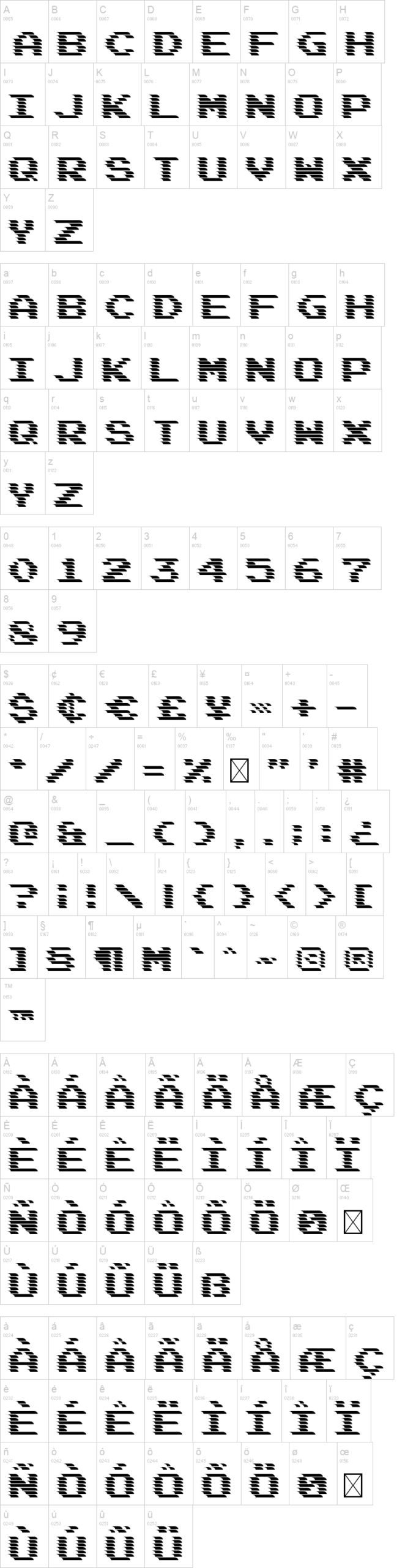 DeadCRT 字体字形表