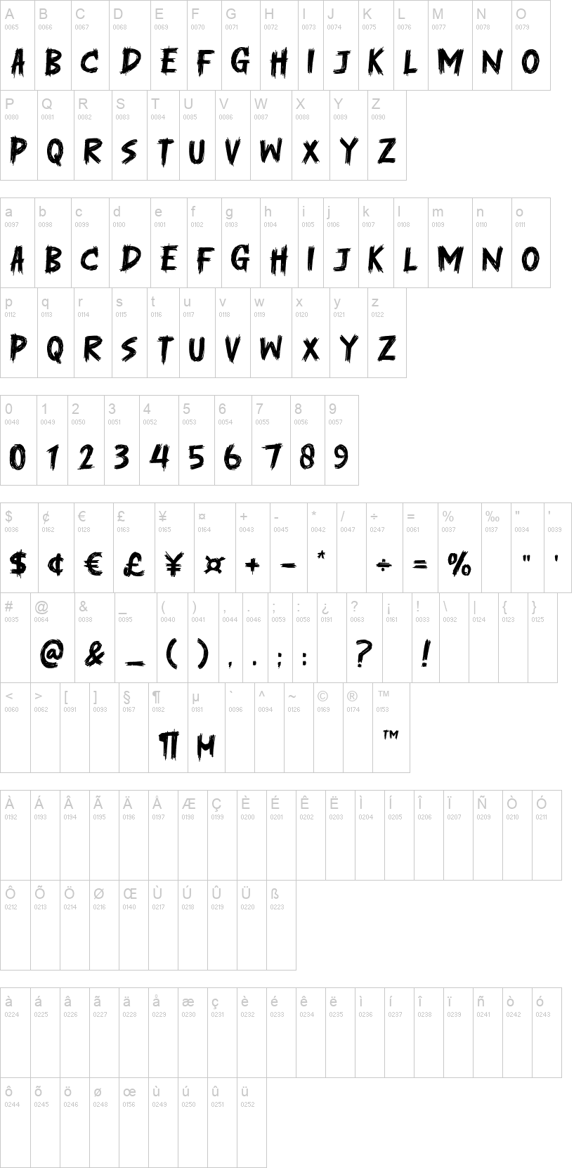Death Spirit 字体字形表