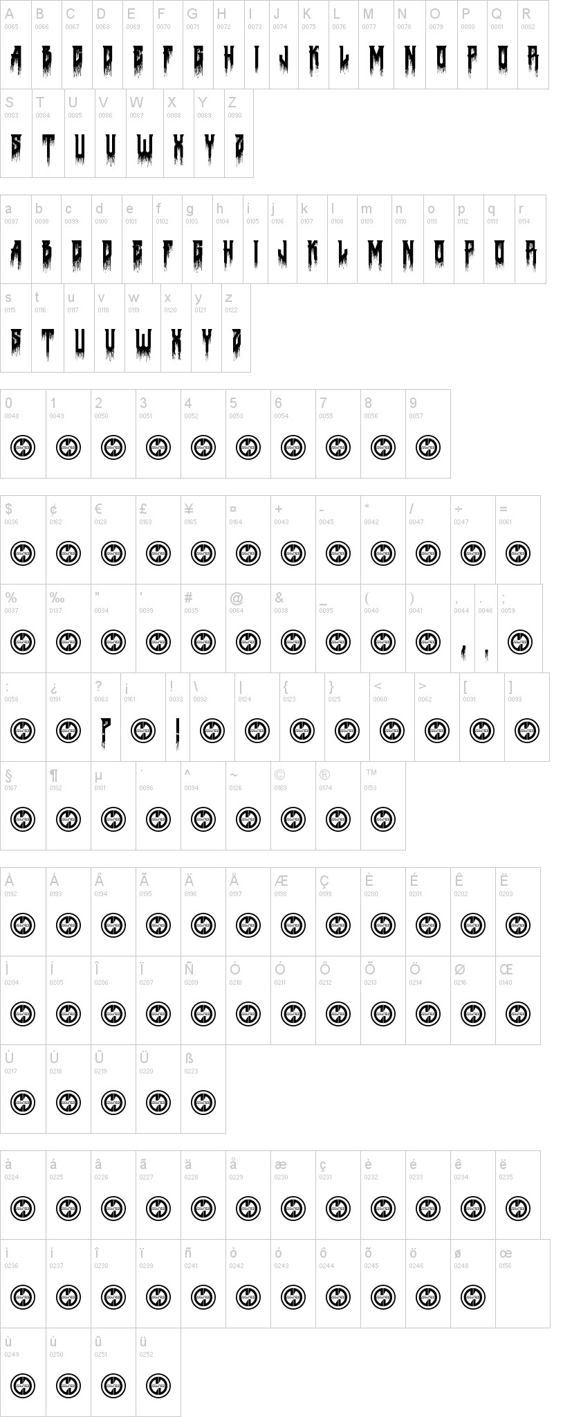Death to Metal 字体字形表