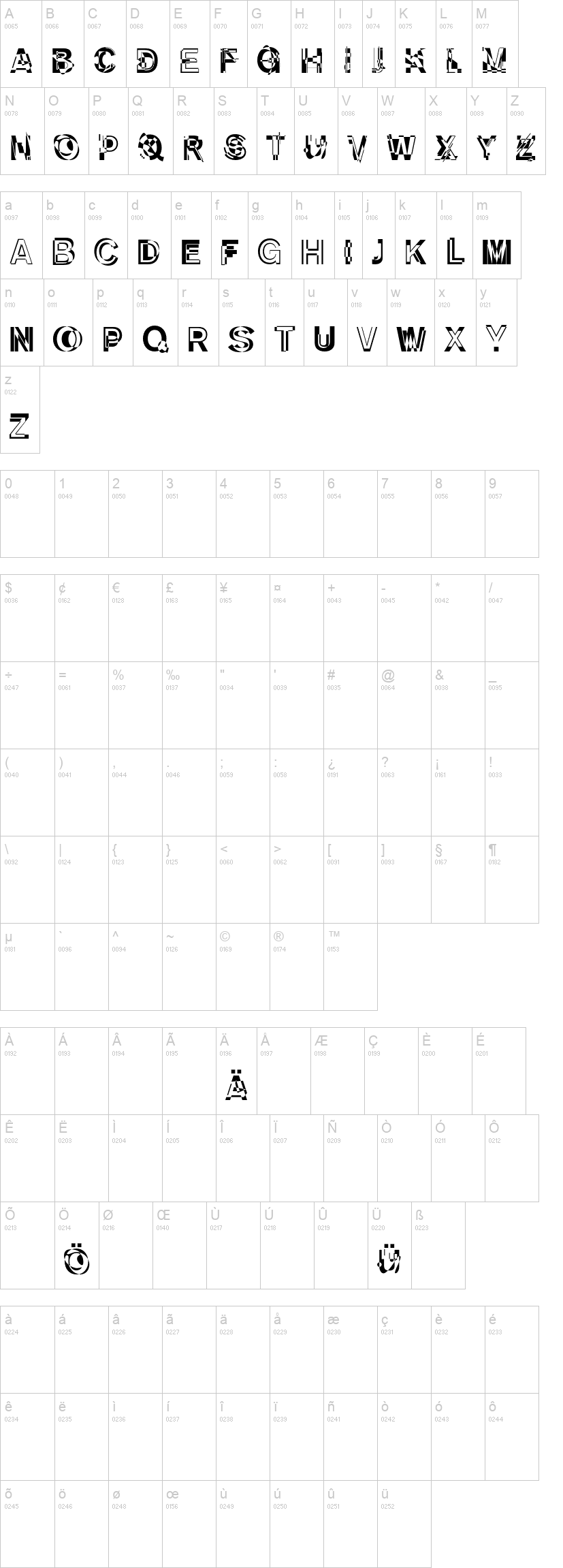 DeKunst Initialen 字体字形表