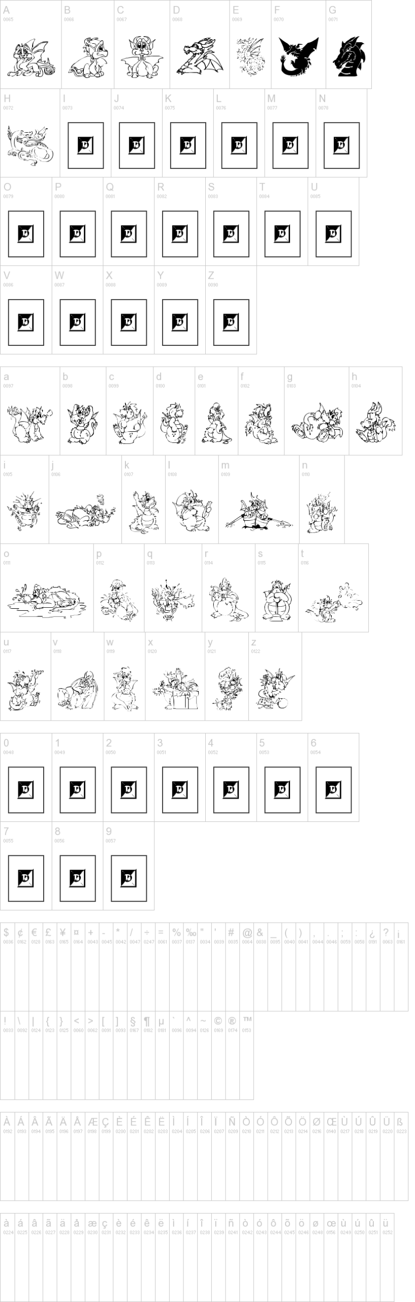 Delightful Lil Dragons 字体字形表