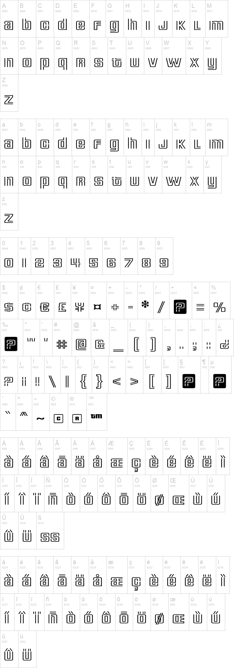 Deluxe Ducks 字体字形表