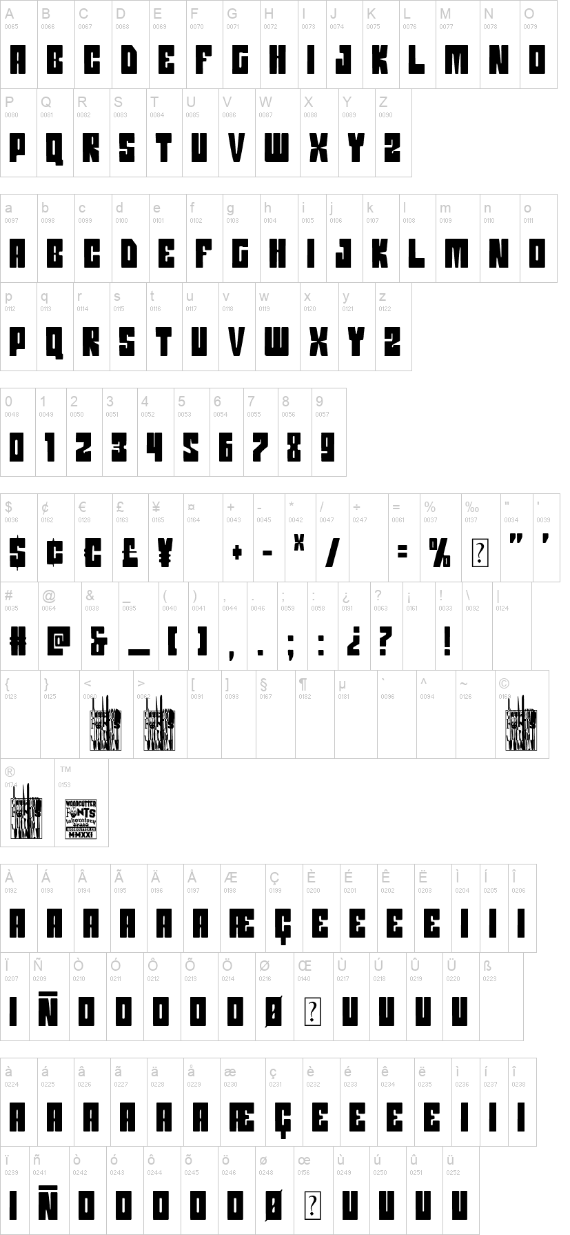 Detective Manero 字体字形表