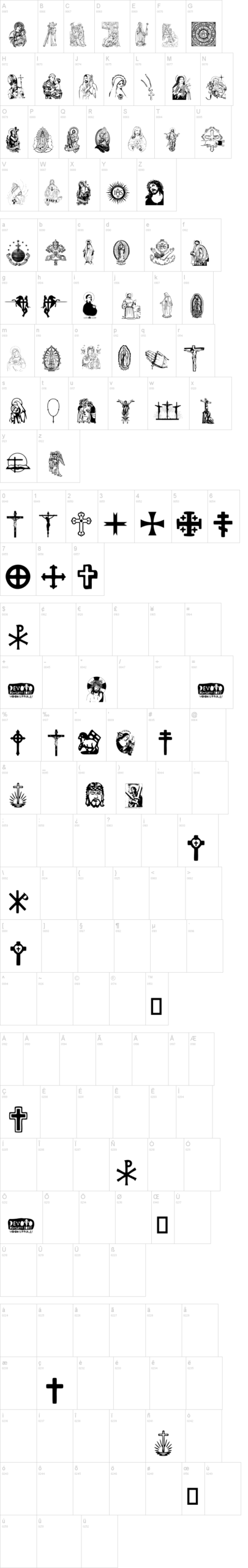 Devoto 字体字形表