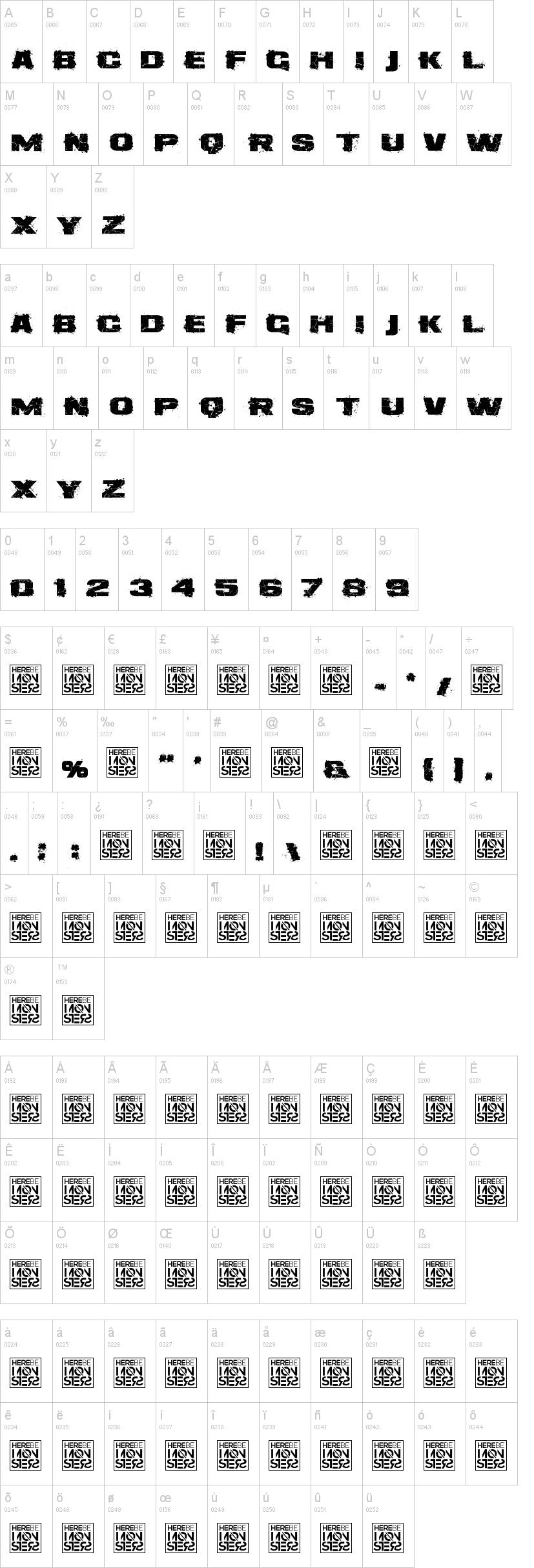Dirtee Box 字体字形表