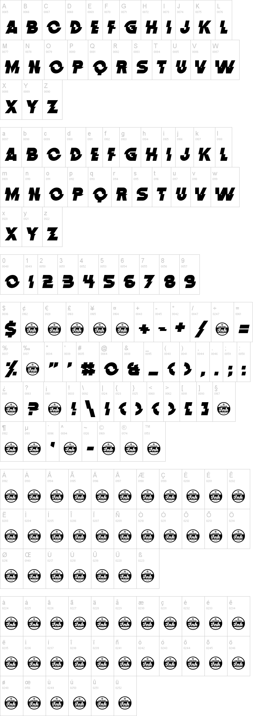Distortion Dos Analogue 字体字形表