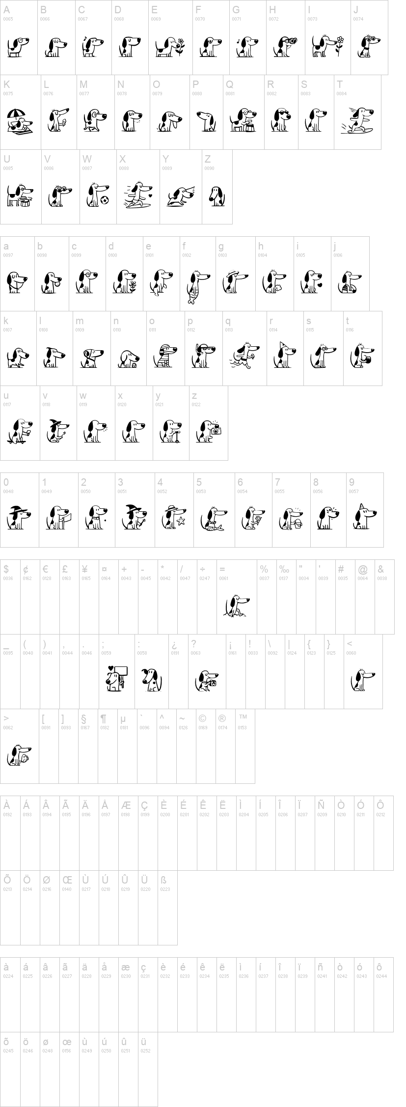 Dogpixur 字体字形表