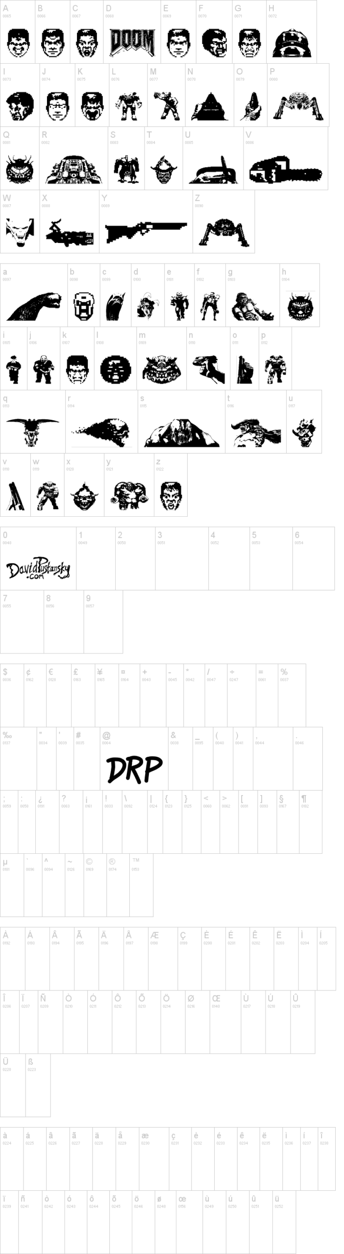 Doom And Gloom 字体字形表