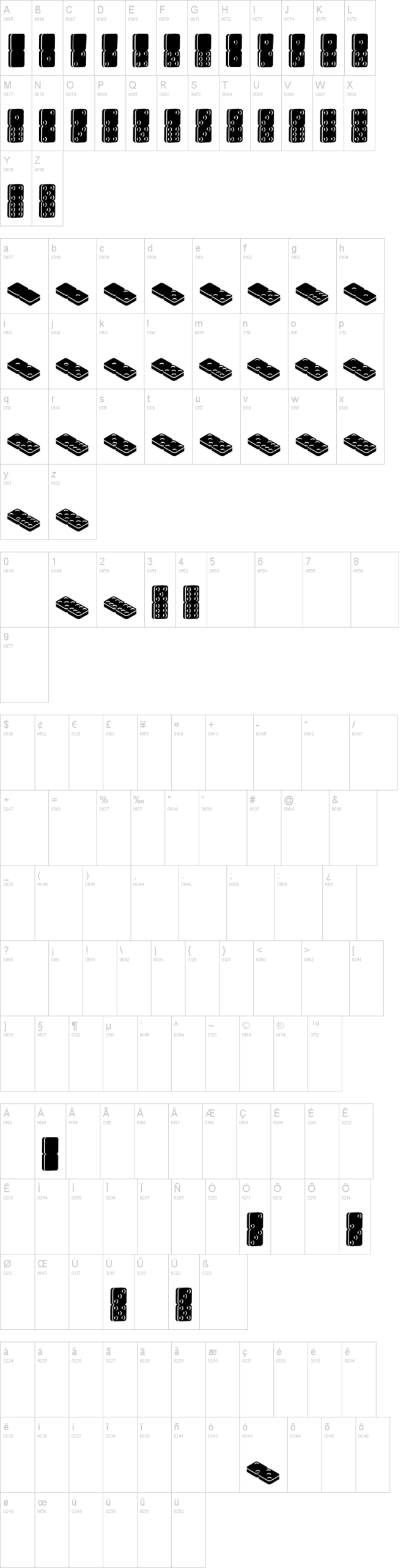 Dotica 字体字形表
