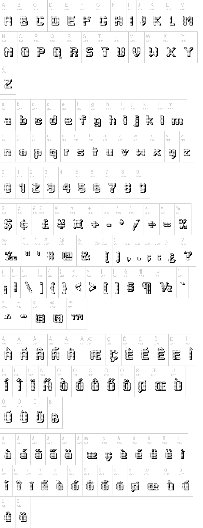 Dotty Shadow 字体字形表