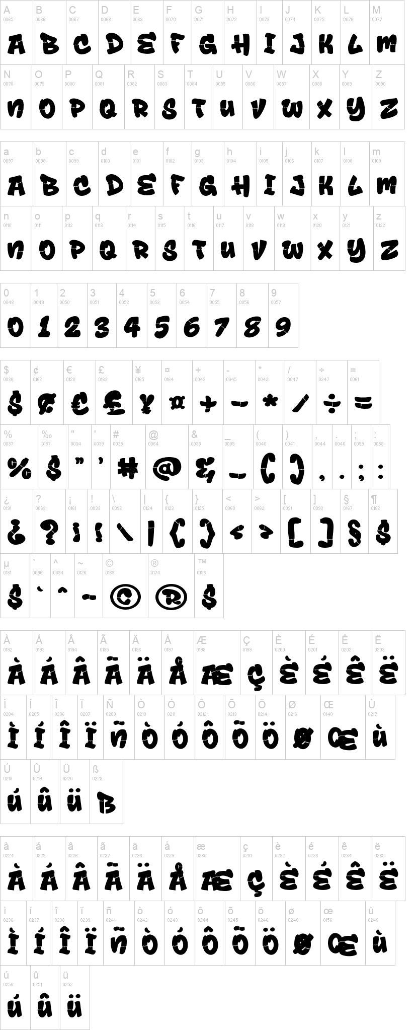 Drop Shade 字体字形表